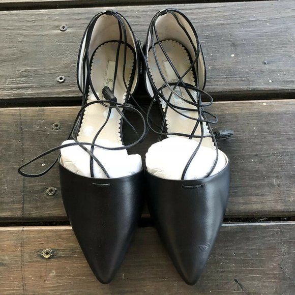 Boden Florence Ankle-tie Black Pointed Toe Flats - Picture 3 of 10